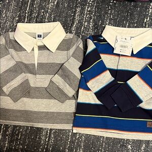 Janie and Jack Kids Polo Shirts - Gray and Blue Stripes